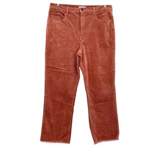 Loft Ann Taylor Corduroy High Rise Straight Leg Pants Raw Hem